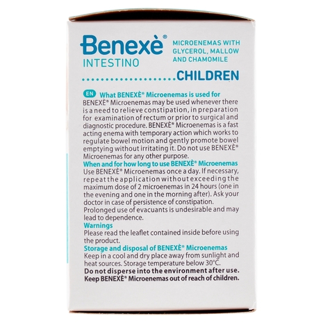 Benexè Intestino Microclismi con Glicerolo, Malva e Camomilla Bambini 6 x 3 g